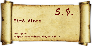 Siró Vince névjegykártya